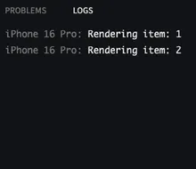 Logs before optimization - too many re-renders