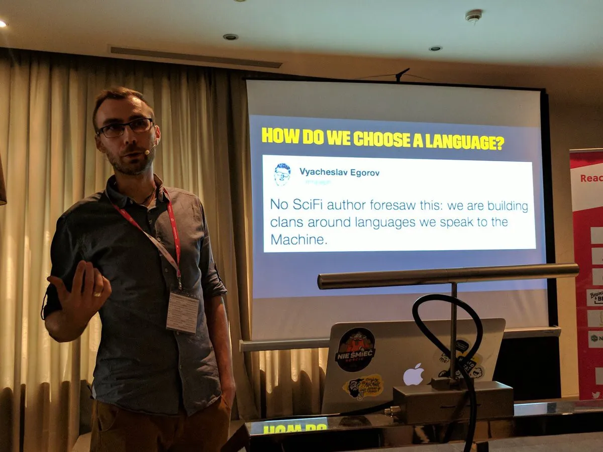 Wojciech giving the talk