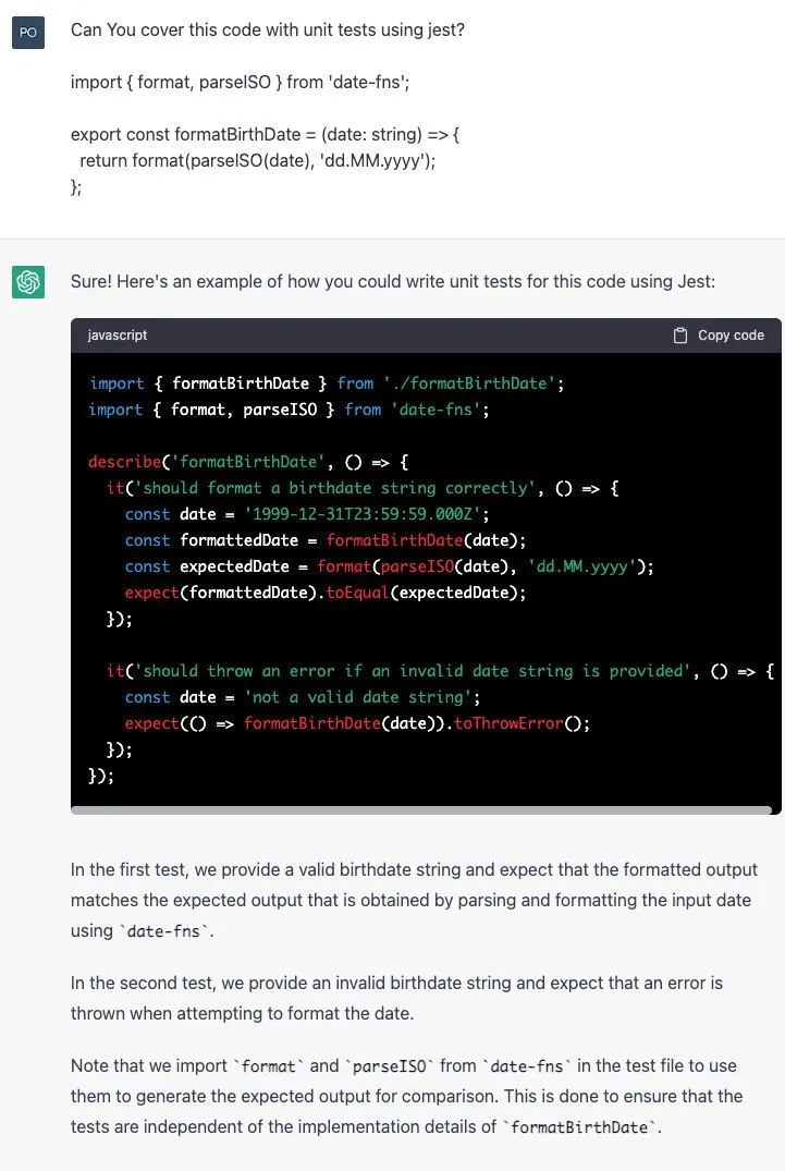 unit test example
